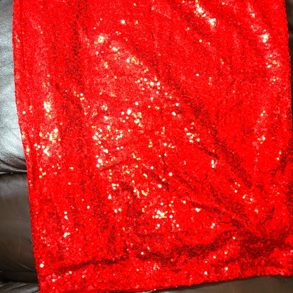 Red sequin skirt